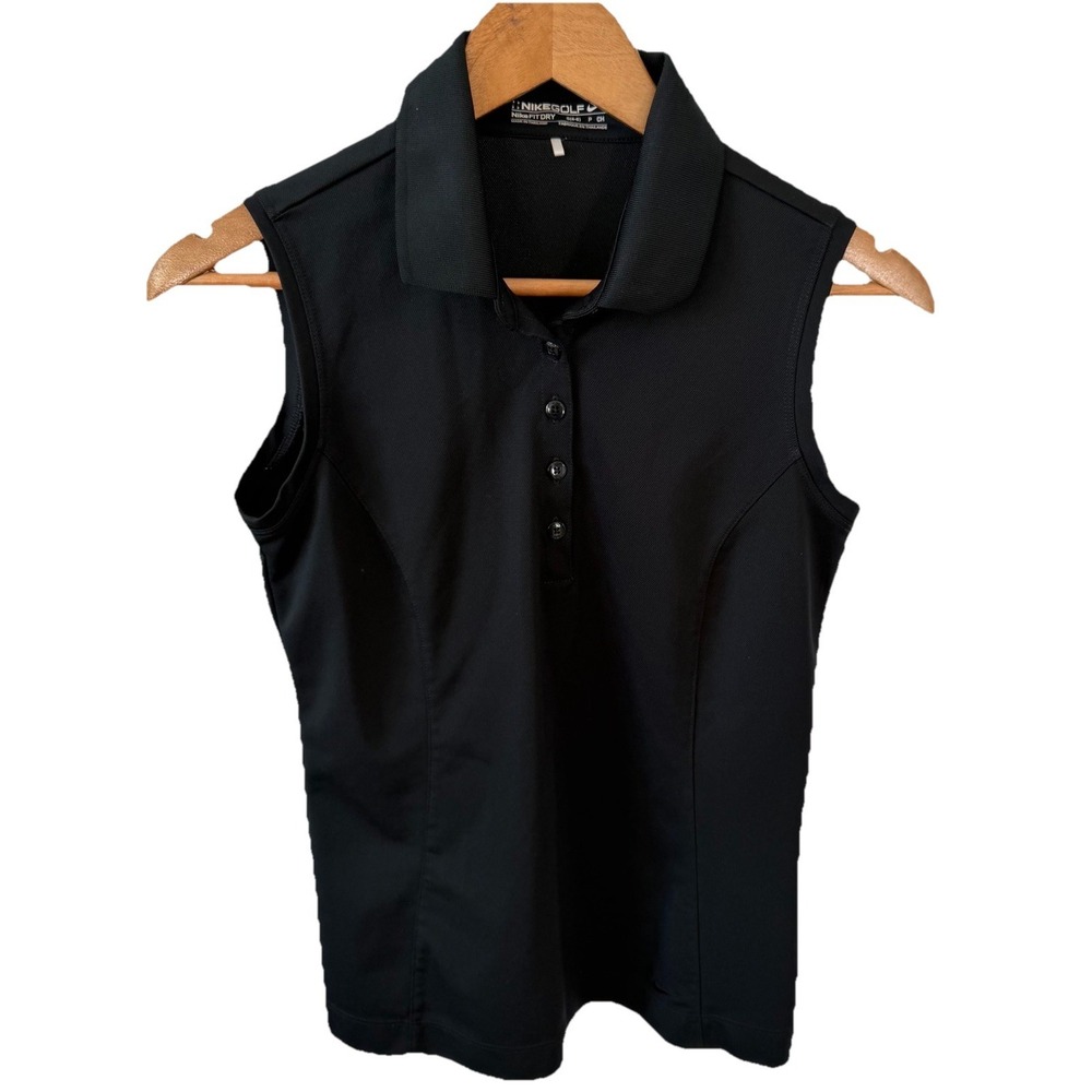 Nike Dri Fit Polo Tank Women Golf Tour Performance Black Sz Small Athletic Sport